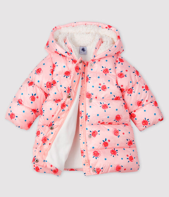 Doudoune matelassée bébé fille rose MINOIS/blanc MULTICO