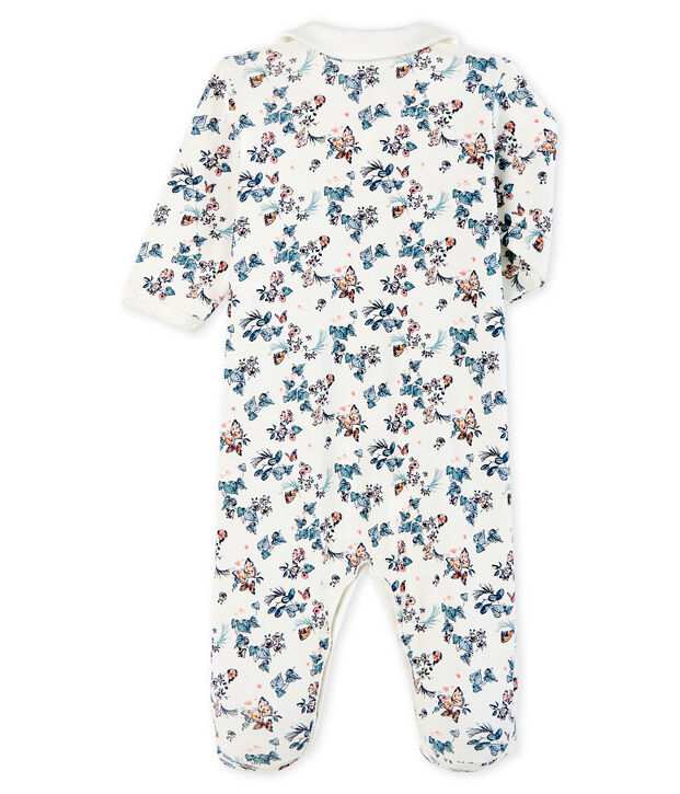 Slaappakje babymeisje van ribstof wit/multicouleur