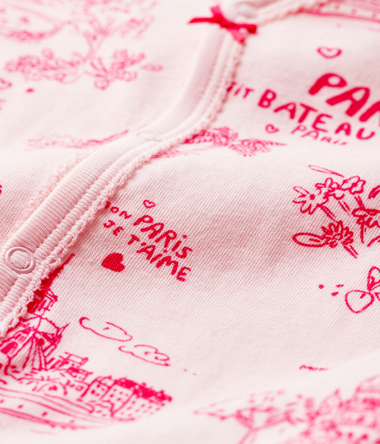 Dors-bien toile de Jouy Paris b&eacute;b&eacute; fille en tubique rose/rose