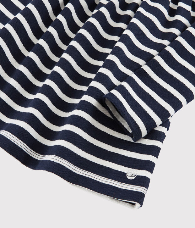 Robe manches longues enfant fille bleu/blanc