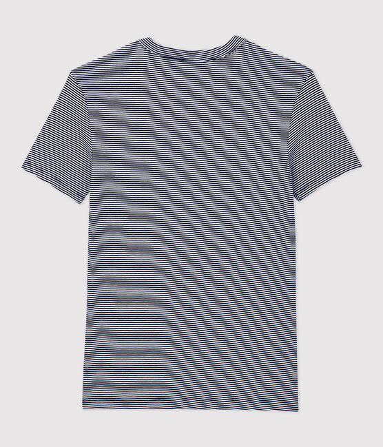Tijdloos dames-T-shirt met ronde hals in biokatoen blauw SMOKING/wit MARSHMALLOW