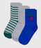 3 paires de chaussettes enfant rayées en coton logo variante 1