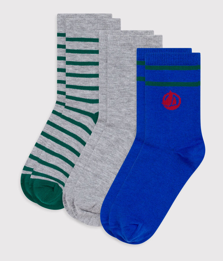 3 paires de chaussettes enfant ray&eacute;es en coton logo multicouleur