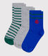 3 paires de chaussettes enfant rayées en coton logo