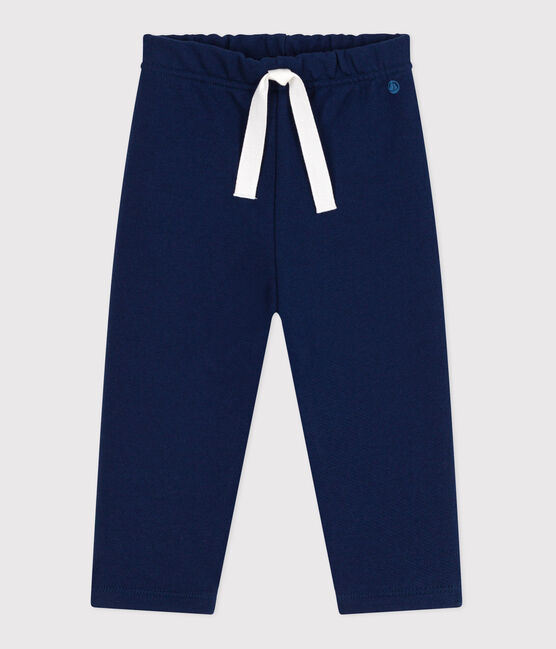 Pantalon de jogging bébé en coton uni bleu MEDIEVAL