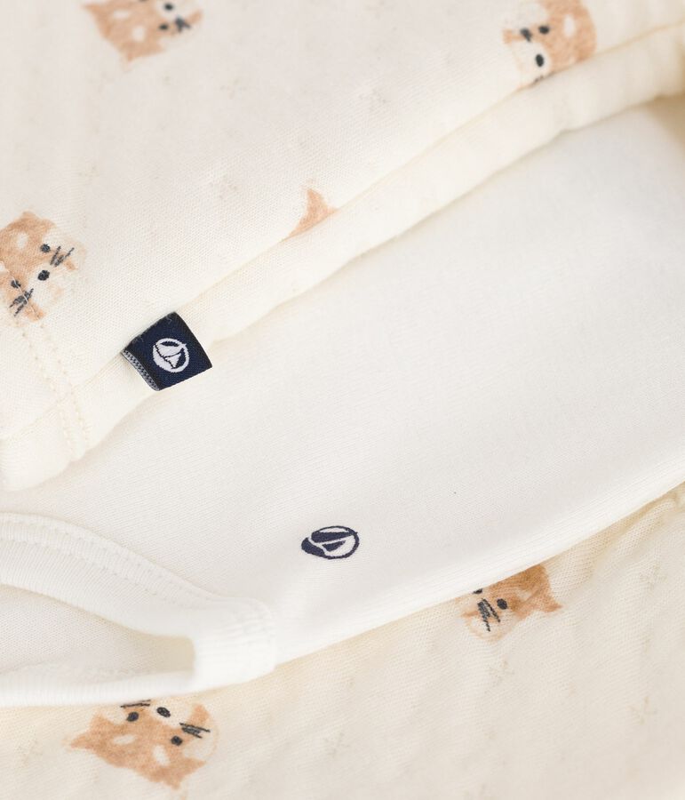 Ensemble 3 pi&egrave;ces b&eacute;b&eacute; imprim&eacute; pandas roux en coton &eacute;cru/multicouleur