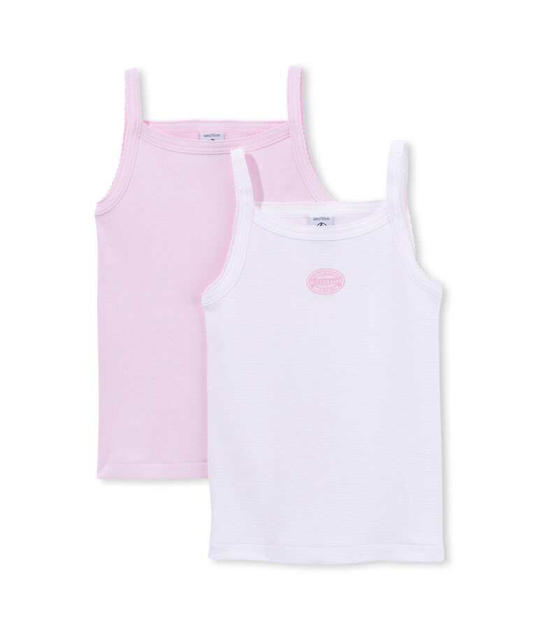 Set van 2 meisjestops effen/milleraies set .