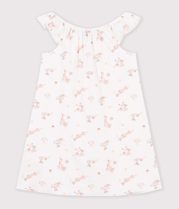 Chemise de nuit &agrave; manches courtes blanc/orange/multicouleur