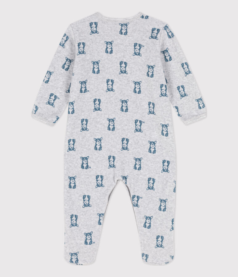 Babyslaappakje met hondjes in fluweel grijs/blauw
