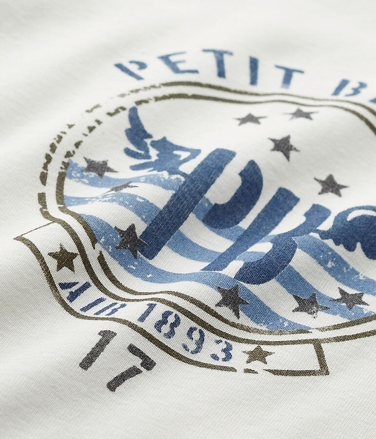 Jongens-T-shirt met lange mouwen en opdruk wit