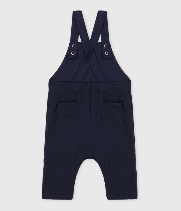 Salopette longue b&eacute;b&eacute; en tubique matelass&eacute; bleu marine