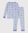 Nauw aansluitende katoenen kinderpyjama met print blauw/wit/multicouleur