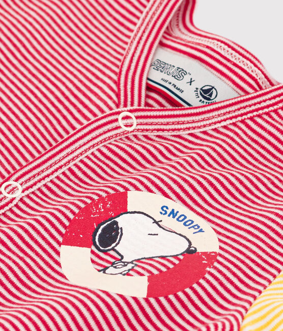 Kort katoenen babypakje Petit Bateau X Snoopy rood CORRIDA/wit MARSHMALLOW