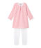 Chemise de nuit fille à rayure marinière et son legging wit ECUME/rood CARMEN