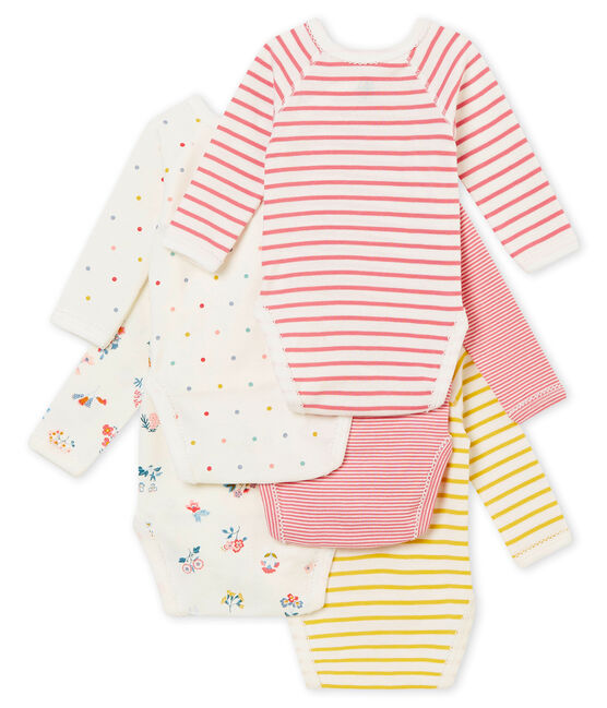 Set van 5 eerste body's met lange mouwen voor babymeisjes variante 1