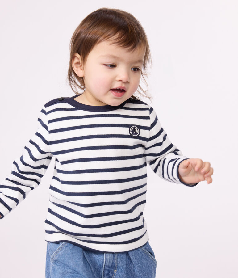 Marini&egrave;re voor baby's van dik jerseykatoen wit/blauw