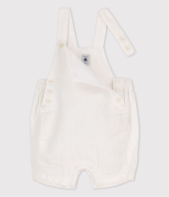 Salopette courte bébé en lin blanc ECUME