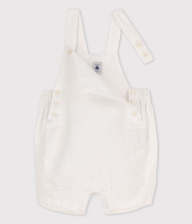 Korte linnen babysalopette wit