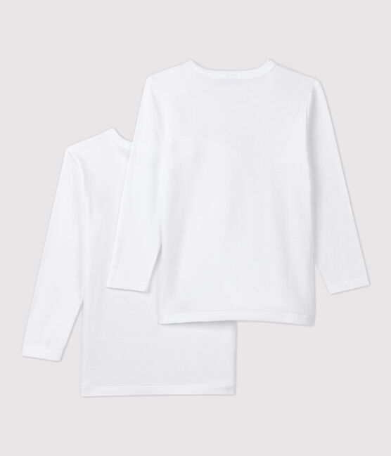 Set van 2 witte T-shirts met lange mouwen jongens variante 1