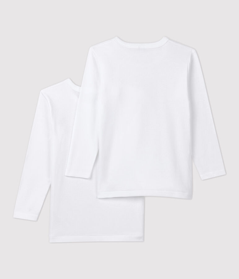 Set van 2 witte T-shirts met lange mouwen jongens variante 1