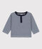 Baby-T-shirt met lange mouwen milleraies-strepen van tubic blauw MEDIEVAL/ MONTELIMAR
