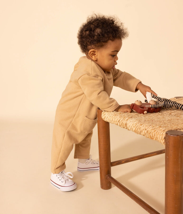 Combinaison longue en molleton b&eacute;b&eacute; beige