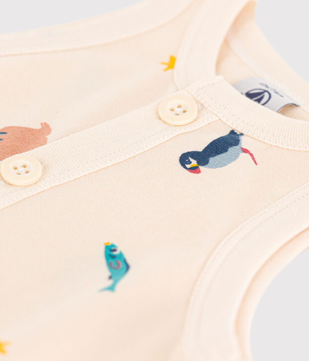 Combinaison courte b&eacute;b&eacute; en jersey imprim&eacute; &eacute;cru/multicouleur