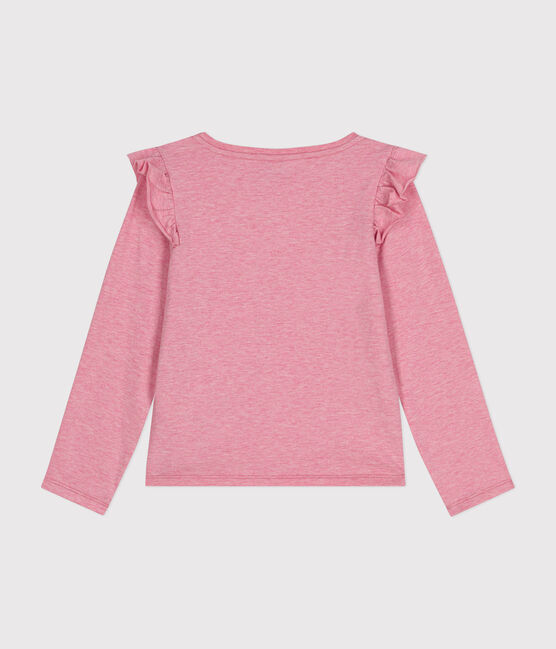 T-shirt met lange mouw van ribstof voor meisjes roze ROSELINE CHINE