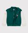 Veste teddy enfant en coton uni colorblock vert/beige