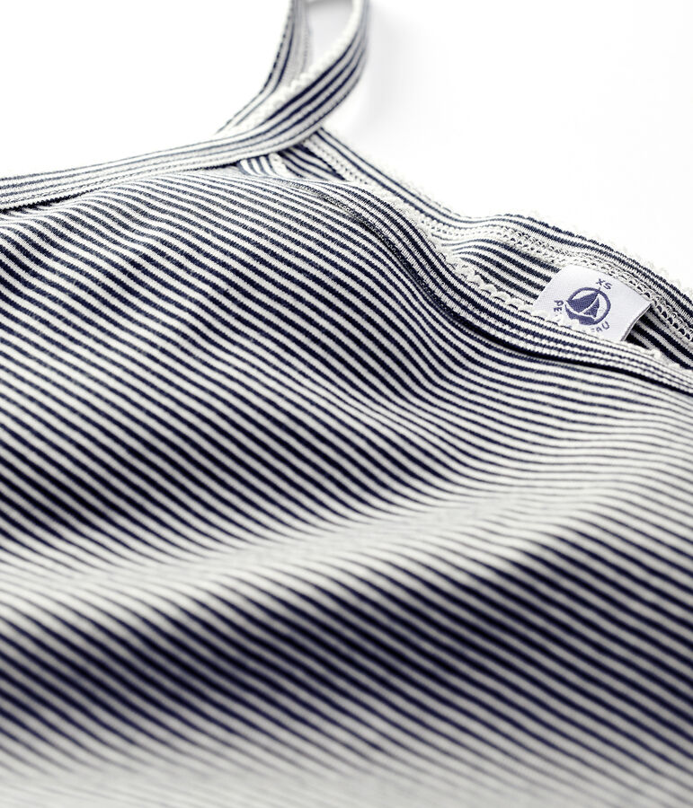 Chemise &agrave; bretelles L'ICONIQUE en coton BIO Femme bleu SMOKING/blanc MARSHMALLOW