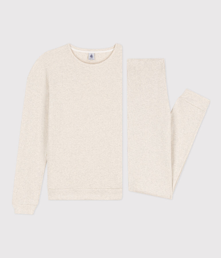 Pyjama femme en coton beige MONTELIMAR CHINE