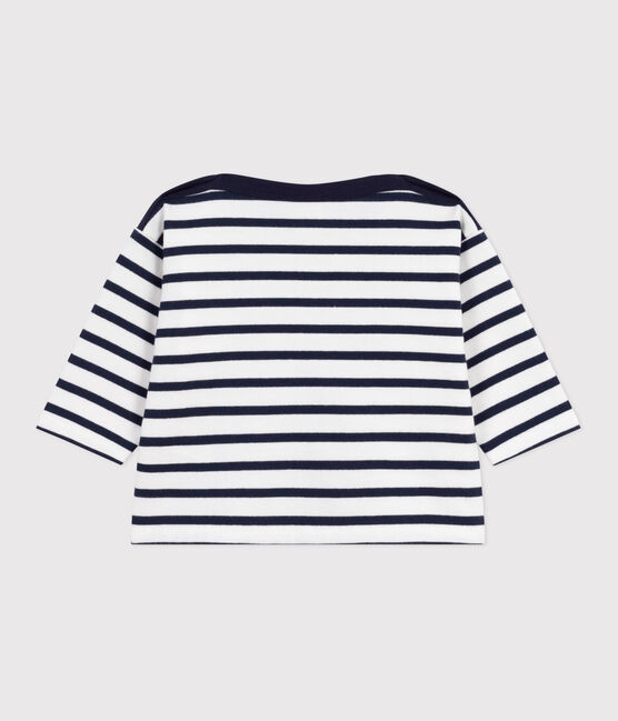 Marinière bébé en coton blanc MARSHMALLOW/bleu SMOKING