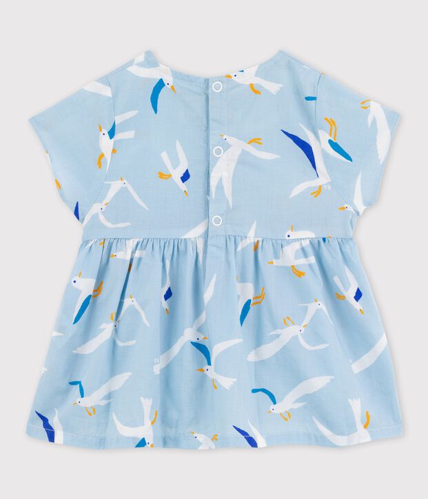 Blouse van popeline met korte mouwen voor babymeisjes blauw/multicouleur