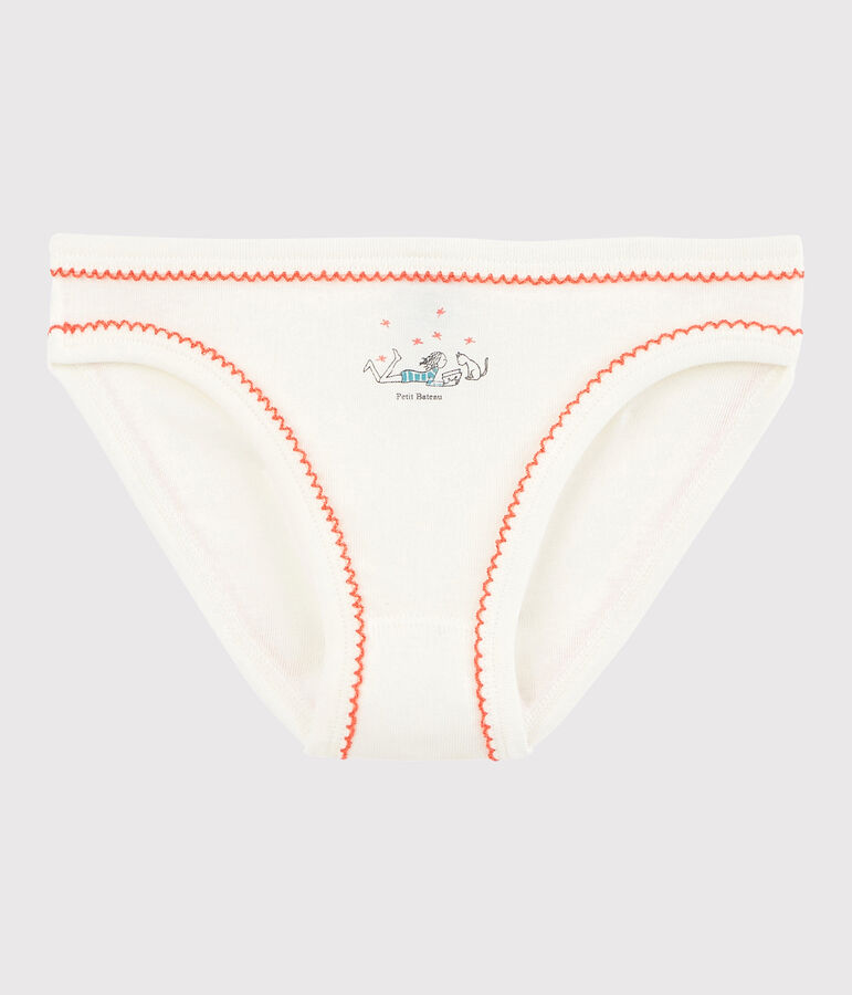 Culotte petite fille en coton blanc/orange
