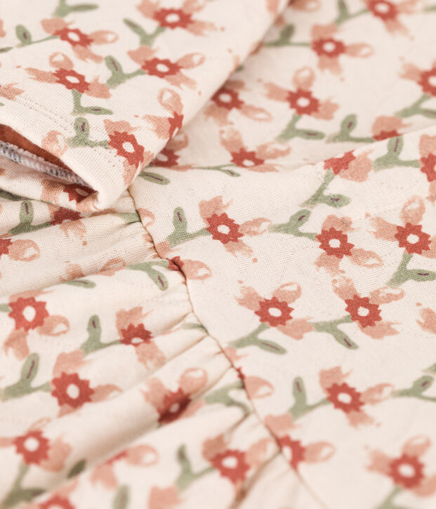 Robe manches longues en tubique matelass&eacute; imprim&eacute; b&eacute;b&eacute; &eacute;cru/multicouleur