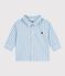 Gestreept katoenen babyhemdje met lange mouwen blauw/wit
