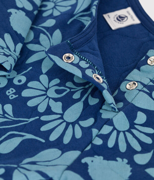 Fleurige meisjesjurk met lange mouwen van tubic blauw/blauw