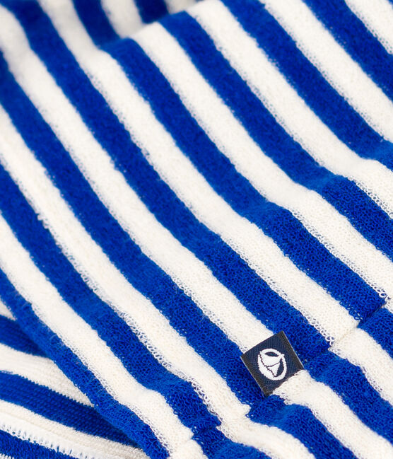 Robe rayée sans manche en bouclette éponge enfant fille bleu SURF/ AVALANCHE