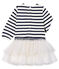 Gestreepte jurk met lange mouwen babymeisje wit MARSHMALLOW/blauw SMOKING