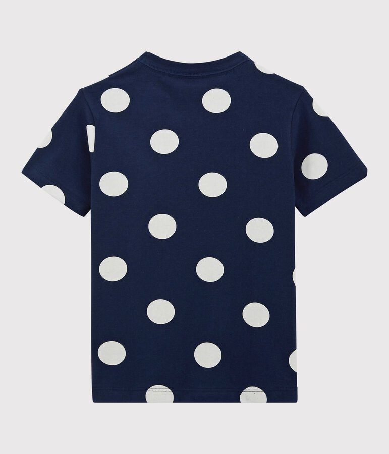 T-shirt met korte mouwen in katoen voor jongens blauw MEDIEVAL/wit MARSHMALLOW
