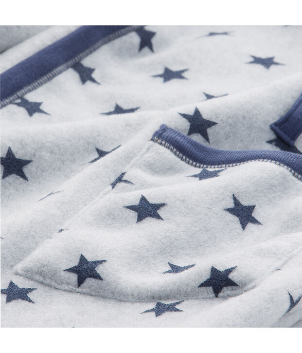 Robe de chambre gar&ccedil;on en polaire imprim&eacute;e gris/bleu