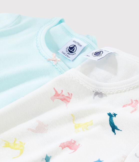 Set van 2 T-shirts voor meisjes met kleurrijke katten en korte mouwen variante 1