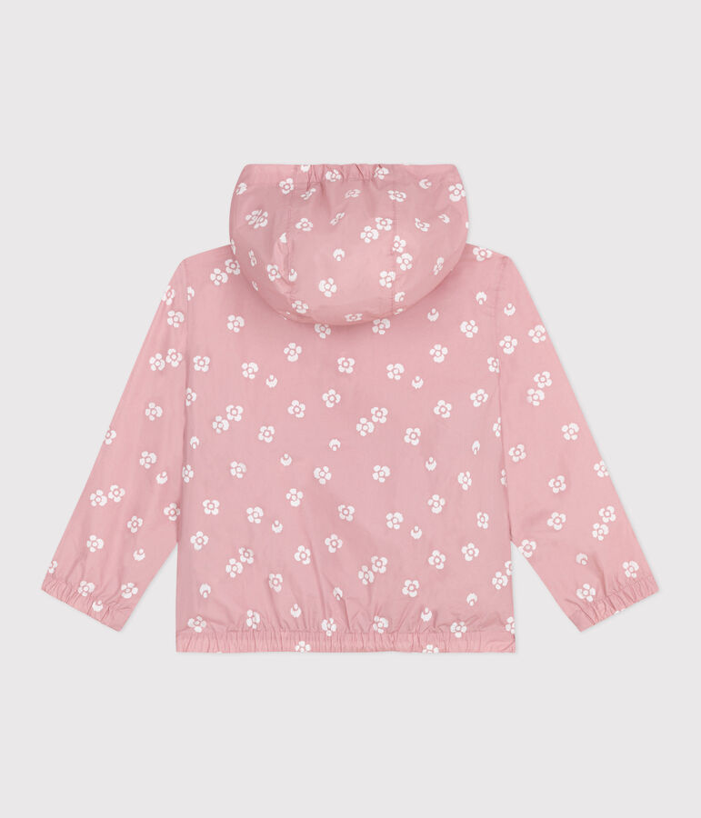Windjack met bloemenprint voor kinderen roze CHARME/wit MARSHMALLOW