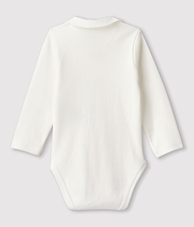 Body &agrave; col b&eacute;b&eacute; en coton biologique blanc