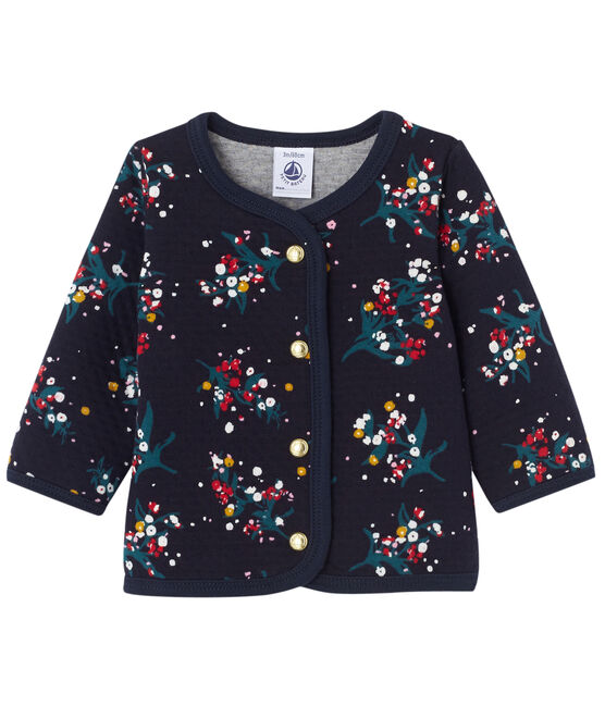 Cardigan in tubic met dessin voor babymeisjes blauw SMOKING/wit MULTICO
