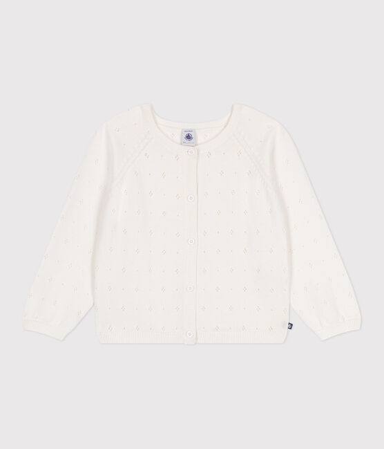 Cardigan enfant coton point fantaisie blanc MARSHMALLOW