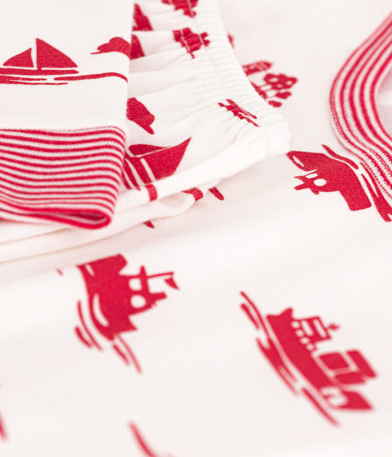 Pyjama ajust&eacute; en coton enfant blanc/rouge