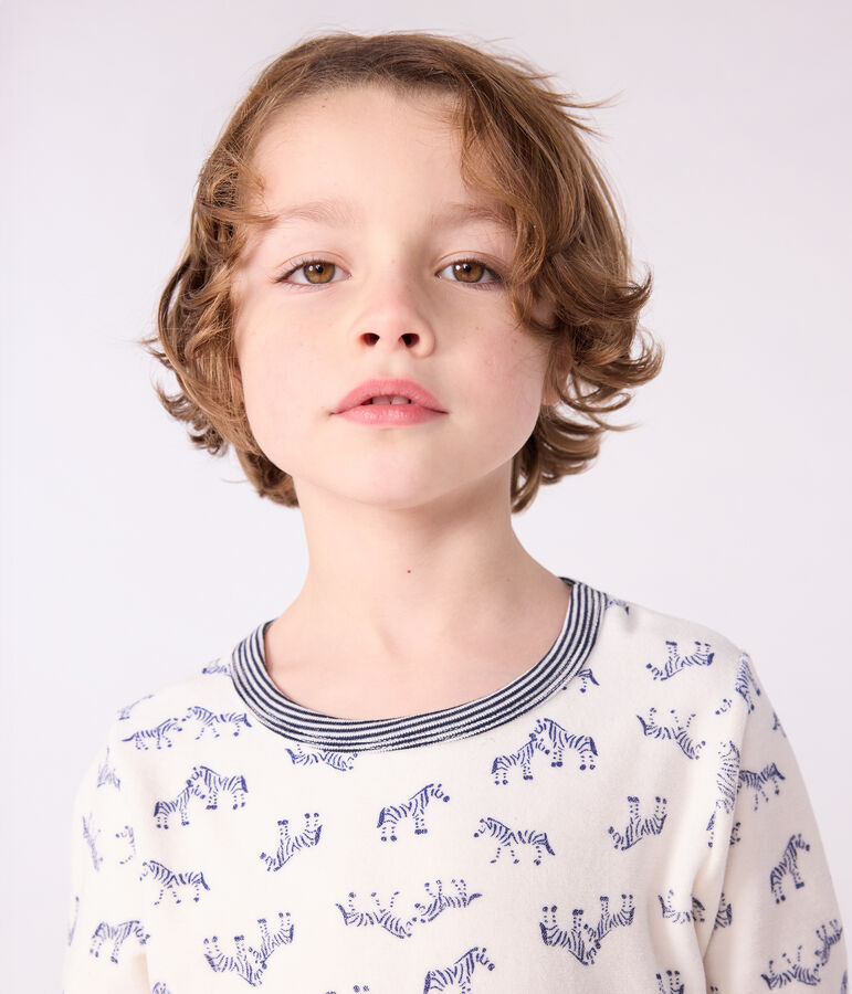 Fluwelen kinderpyjama met zebraprint blauw MILK/ SOIR