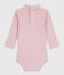 Body bébé col roulé en coton uni rose JOLI