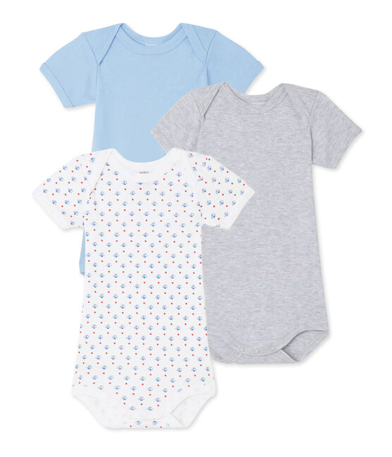 Set van drie body's voor babyjongens wit .